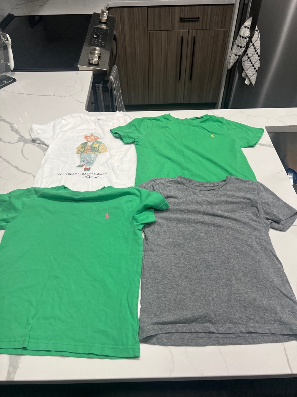 Ralph Lauren Kids Green & Gray Short Sleeve Tee Set Bundle Of 4 Size 6